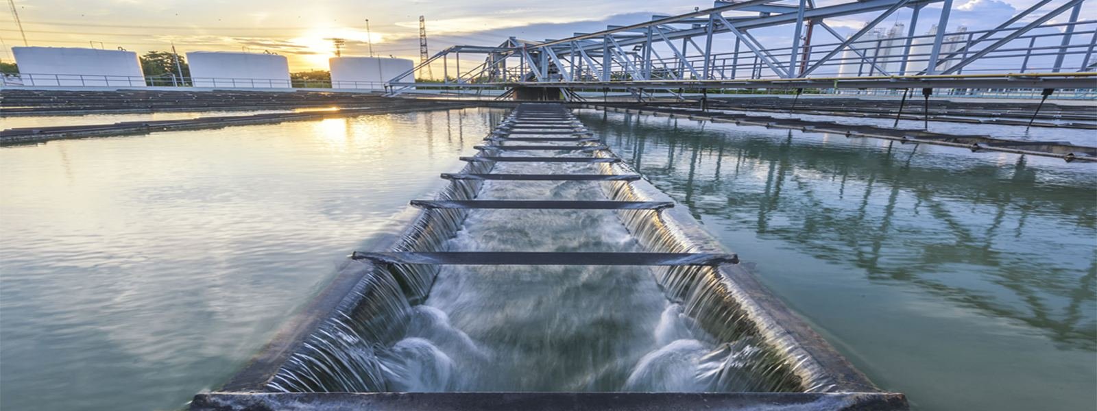 Settling tanks at a water treatment plant